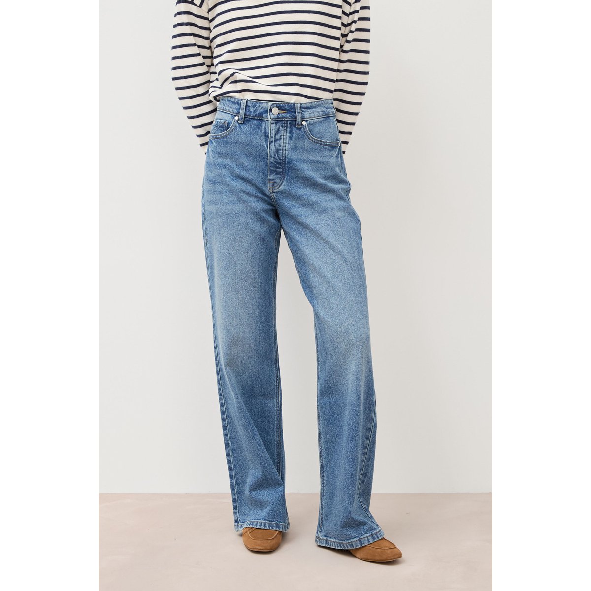 Jeans large taille haute denim stone, BONOBO