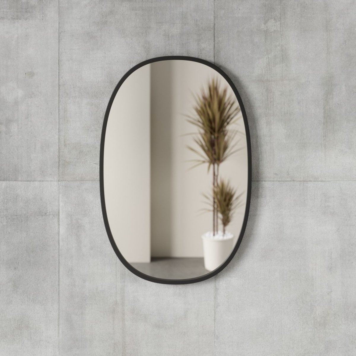 Grand miroir mural caoutchouc HUB noir, UMBRA