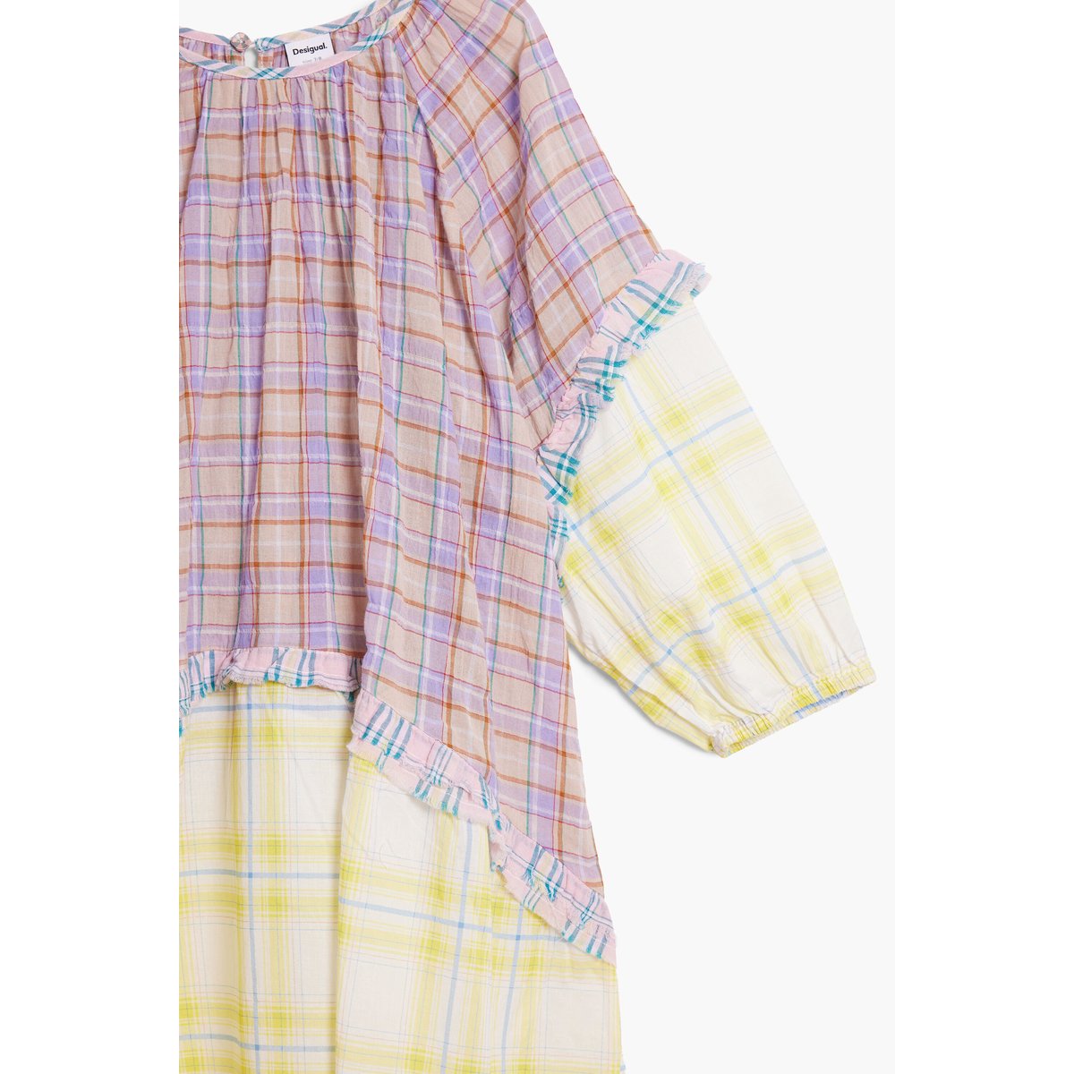 Robe à carreaux à volants multicolore, DESIGUAL