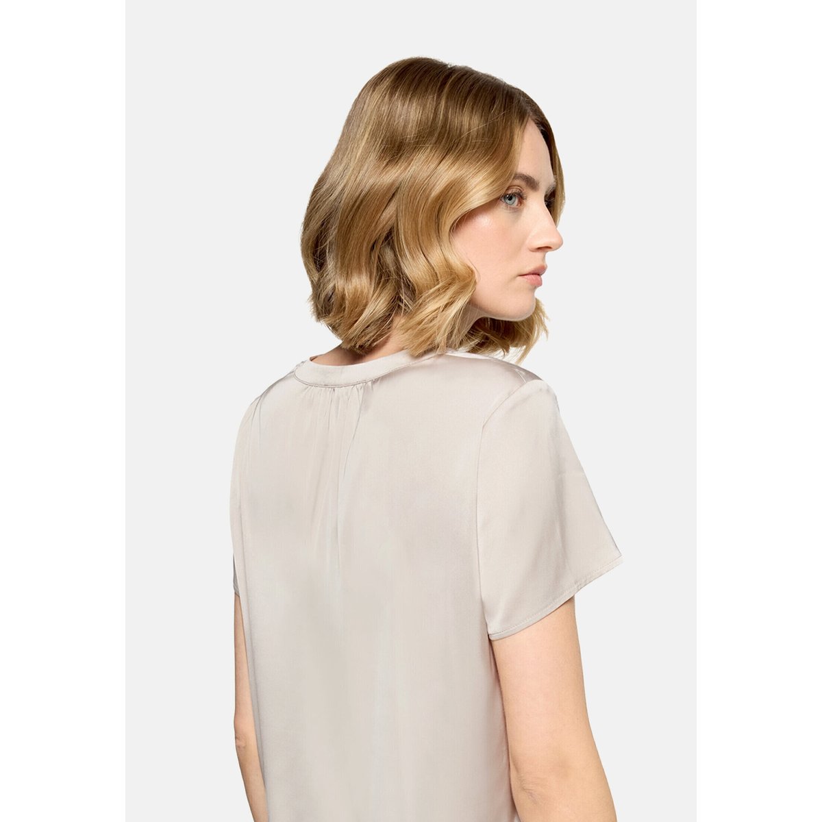 Chemisier en satin manches courtes gris, BETTY BARCLAY