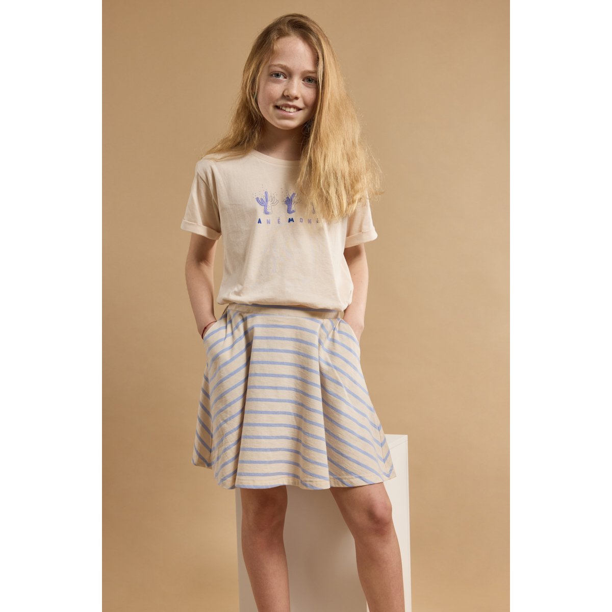 Jupe rayée en coton léger KIDS marmo/bleu lavande e24, ARMOR-LUX