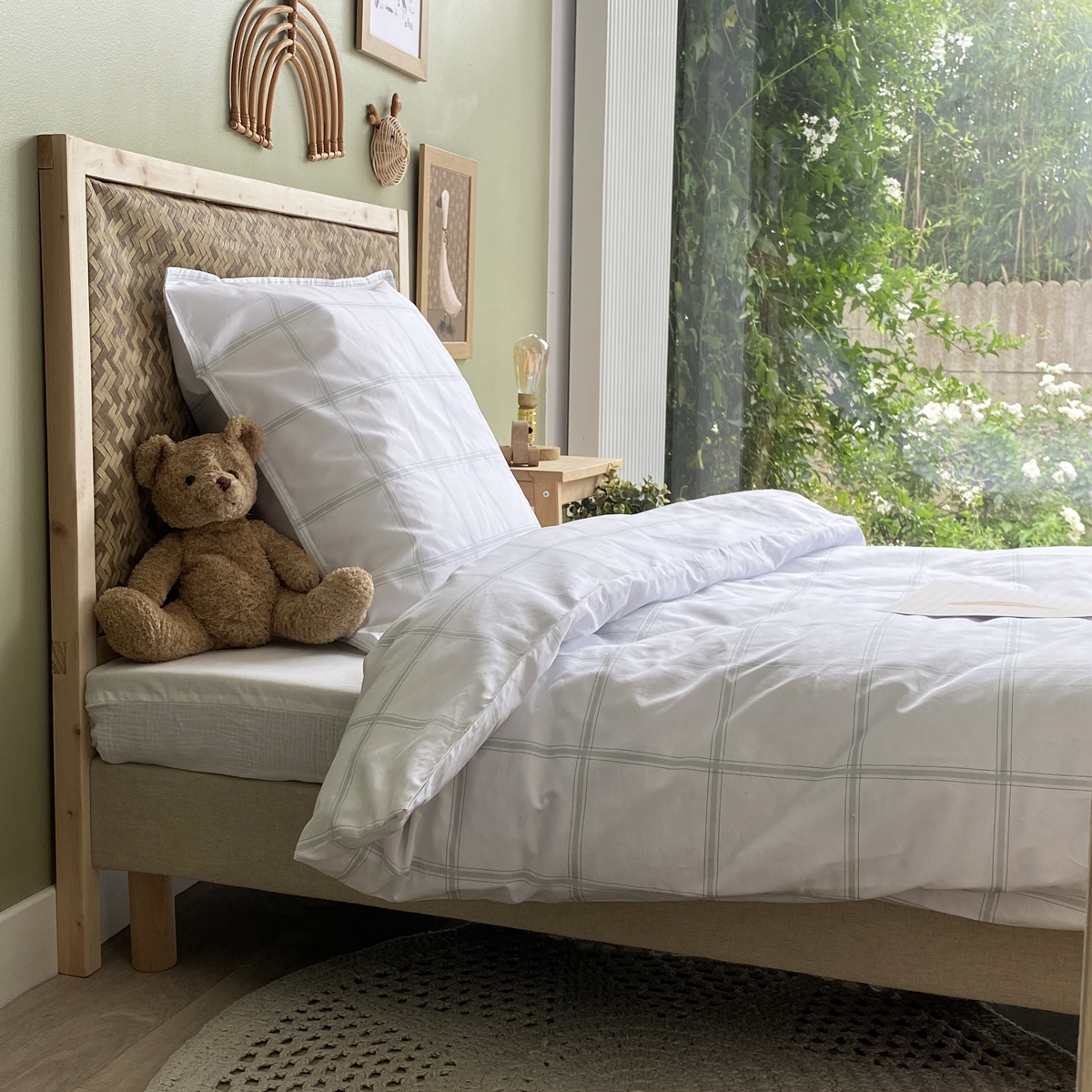 Parure de couette 1 personne coton bio MARCEAU blanc, LITTLE CREVETTE
