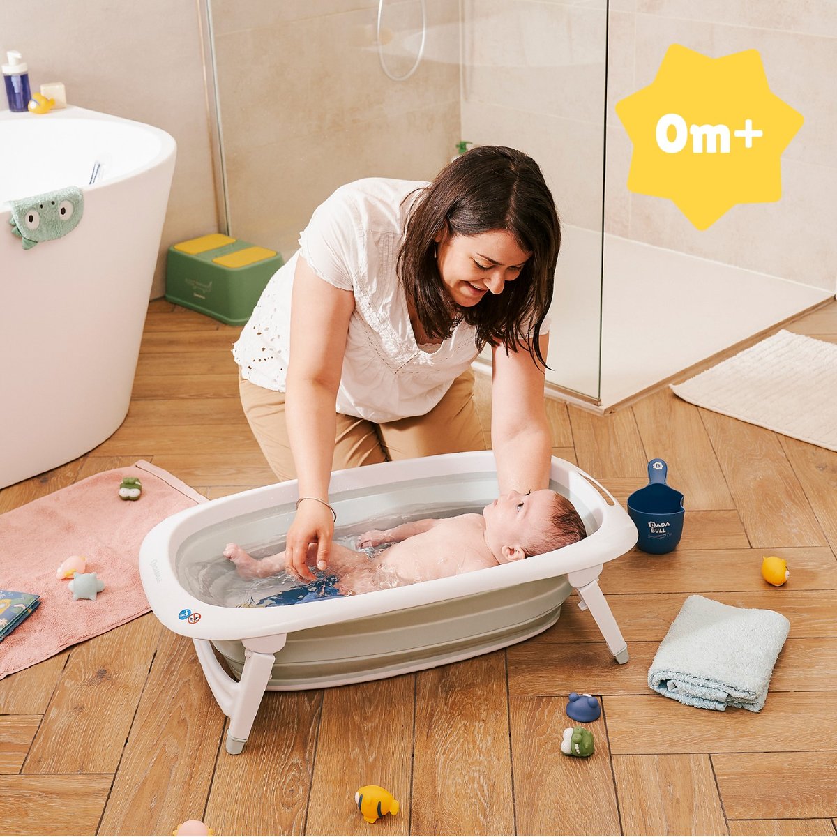 Baignoire bébé pliable compacte bleu clair, BADABULLE