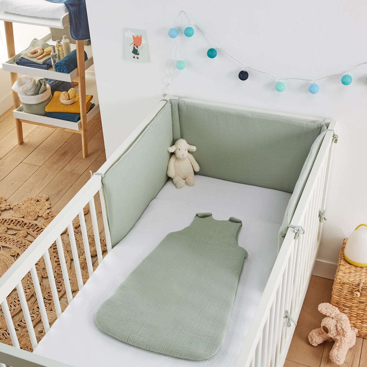 Tour de lit gaze de coton, Kumla vert de gris, LA REDOUTE INTERIEURS