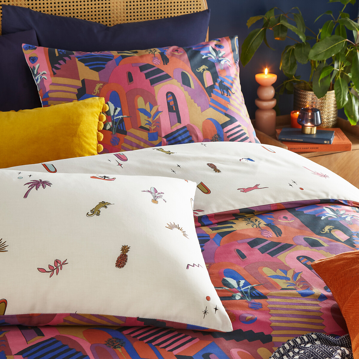 Eivissa Duvet Cover and Pillowcase Set magenta, FURN.