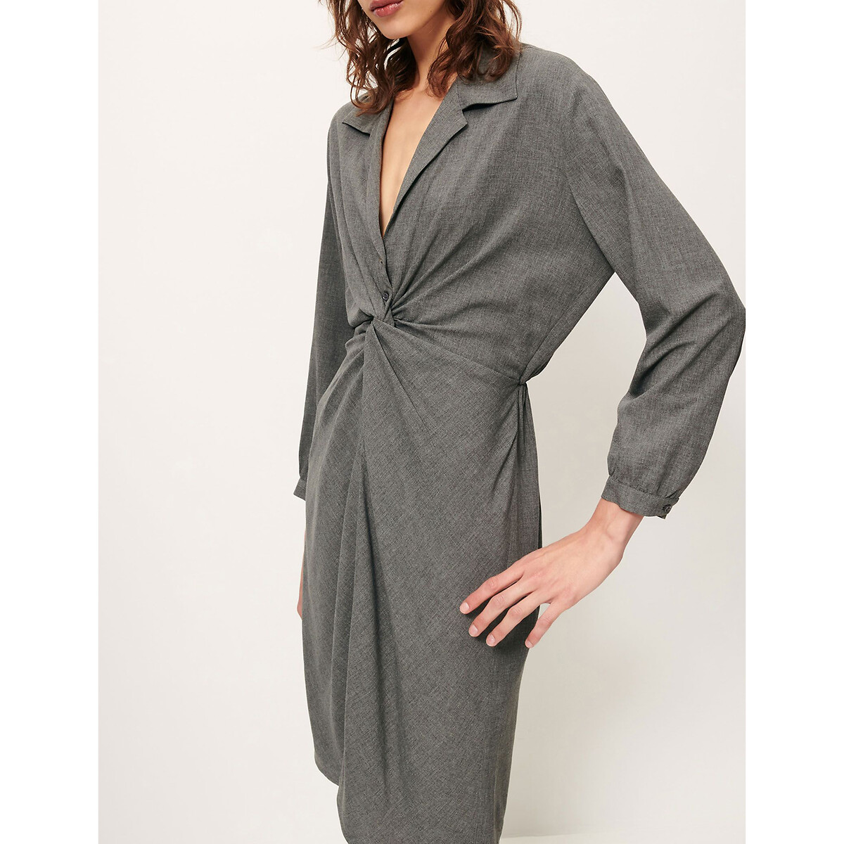 Mid-Length Shift Dress with Long Sleeves 90003442, SESSUN