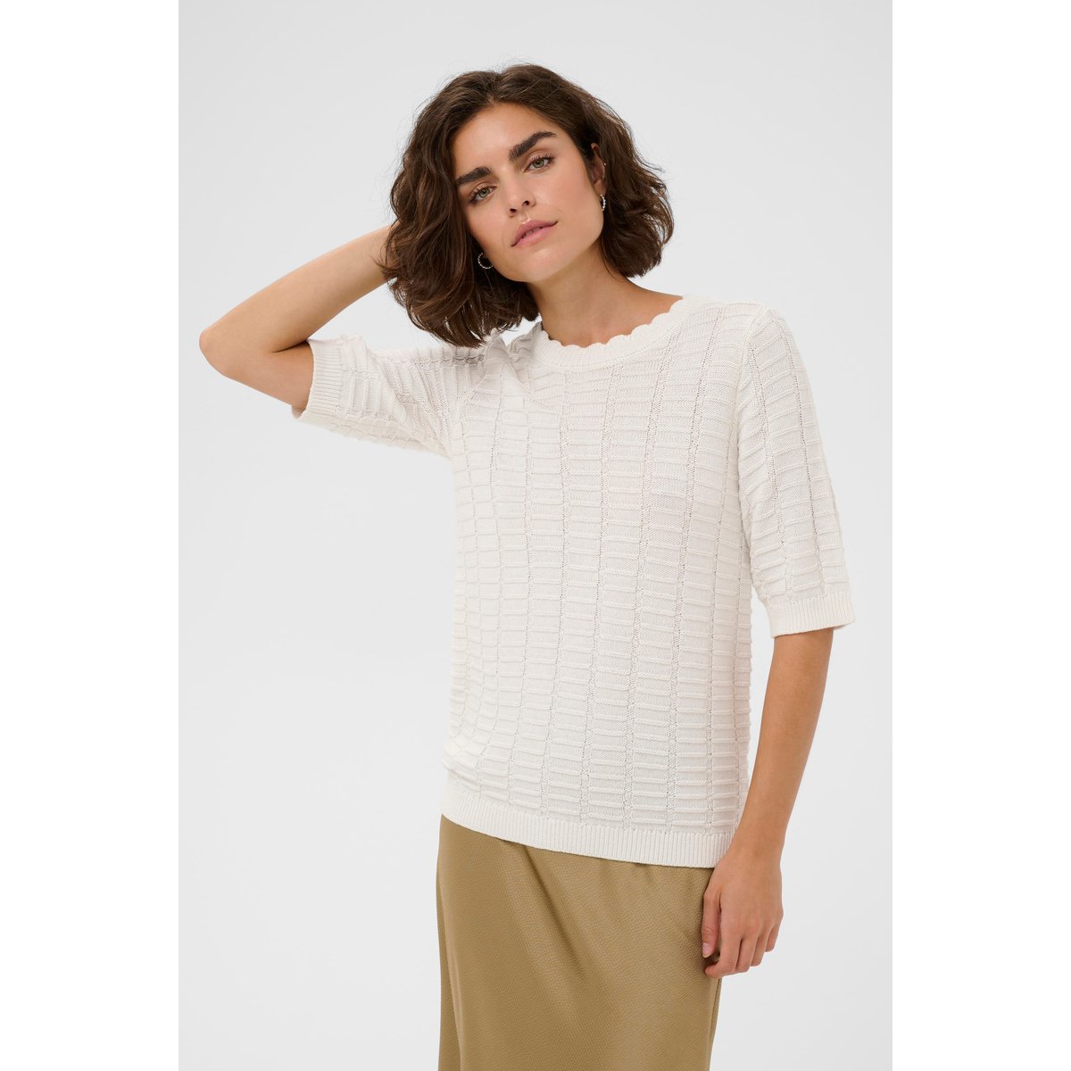 Pullover tricoté blanc, KAFFE