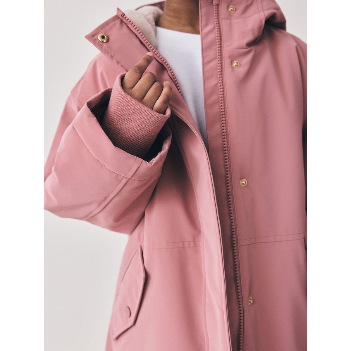 Veste déperlante doublée de imitation fourrure rose, NEXT