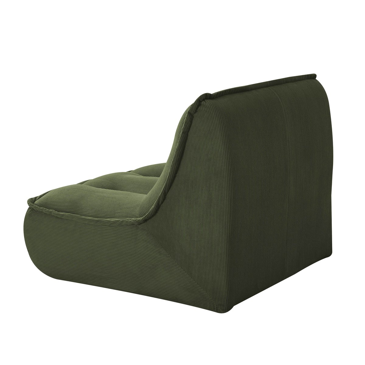 Lot de 2 fauteuils modulables en velours côtelé type chauffeuse, LIZY vert, OVIALA