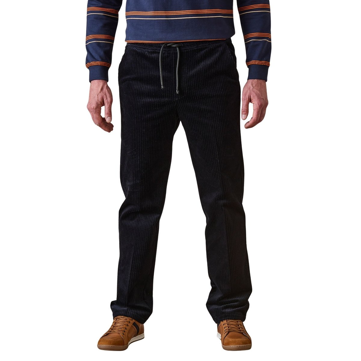 Pantalon élastiqué en velours homme kaki, DAXON