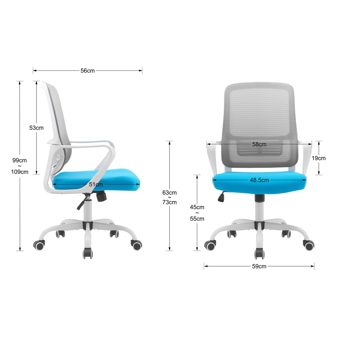Chaise de bureau, NOAH gris, HISPANOHOGAR