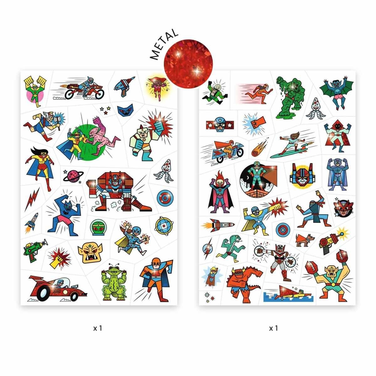 Tatouages Heroes vs villains multicolore, DJECO