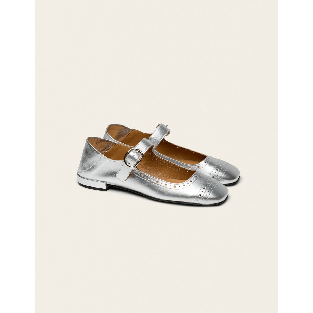 Ballerines LALI cuir argenté, ODAJE