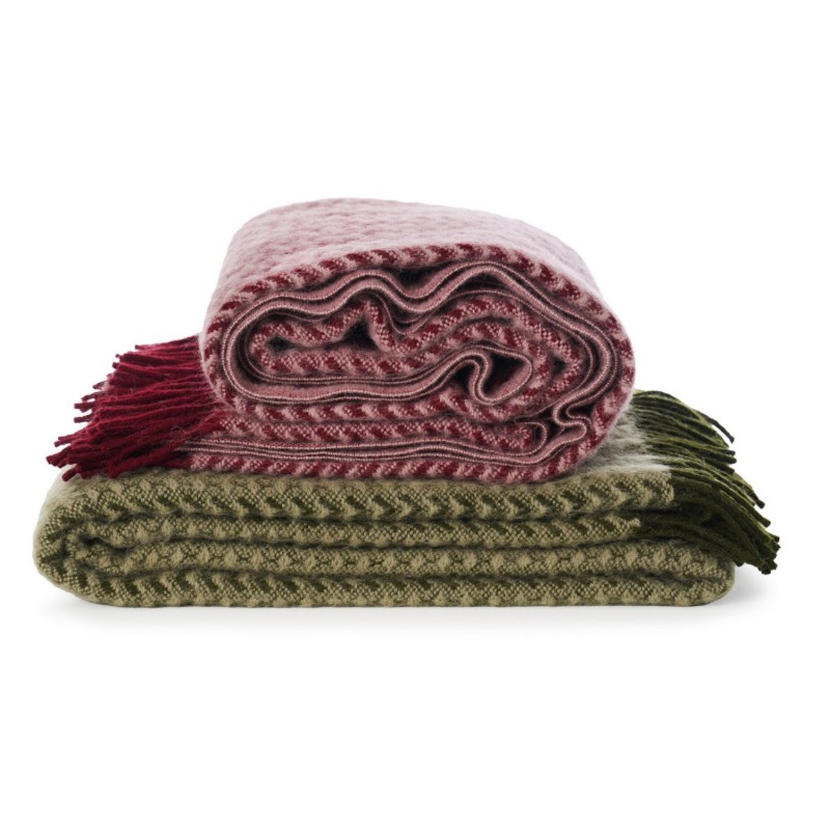 Plaid laine d'agneau motif classique  ILSE vieux rose, KLIPPAN