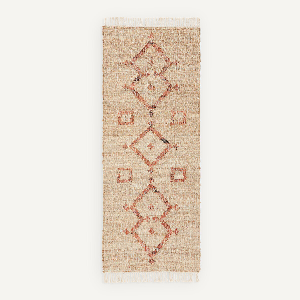Tapis de couloir en jute, tissé main, Panaji naturel/rouge, AM.PM