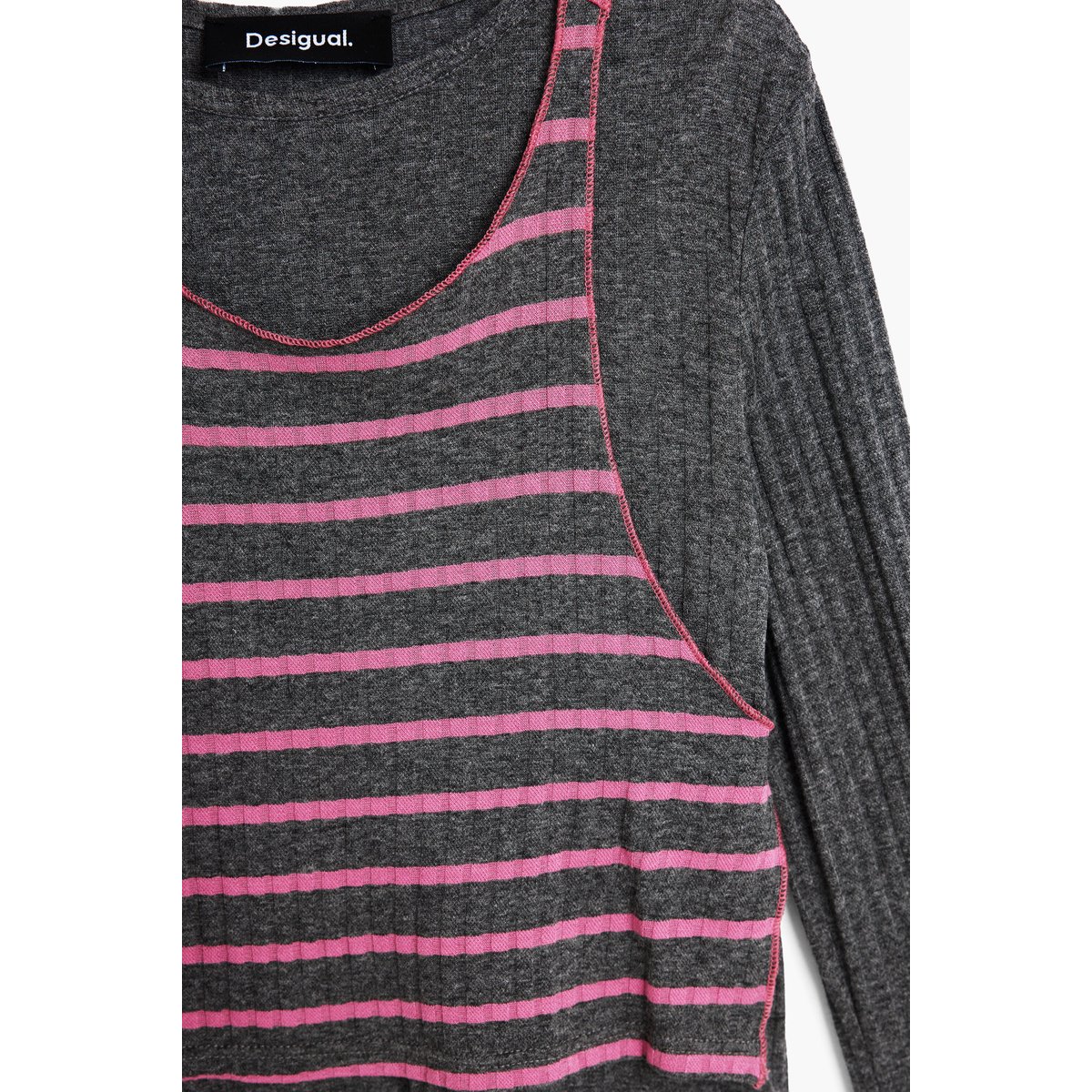 T-shirt à rayures combinées noir, DESIGUAL
