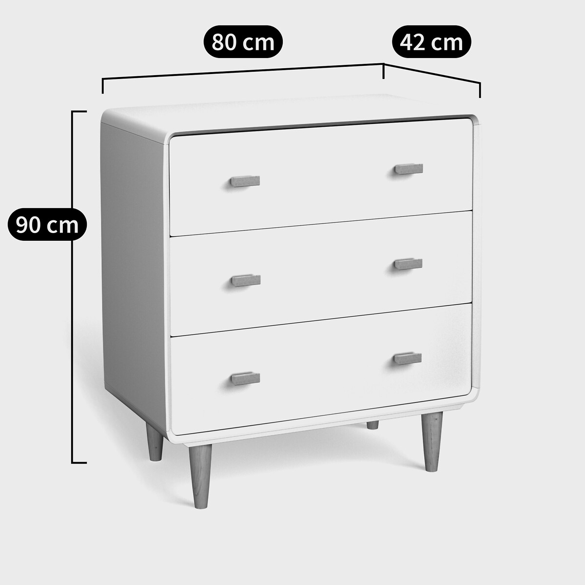 Commode 3 tiroirs Jimi blanc, LA REDOUTE INTERIEURS