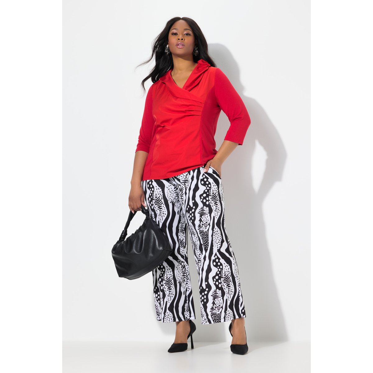 Pantalon fluide. Jambe large et noir, ULLA POPKEN