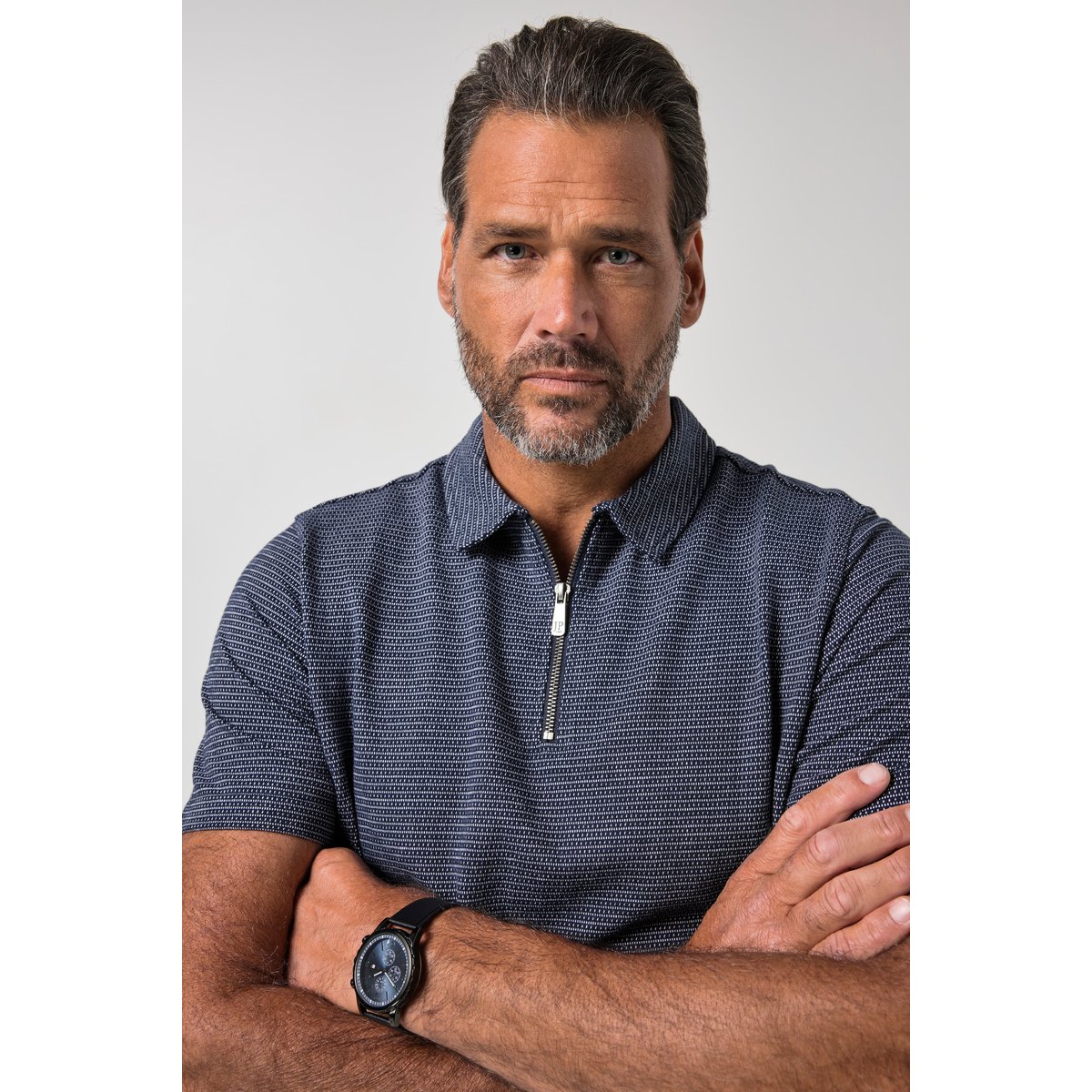 Polo FLEXNAMIC®, tissu Jacquard bleu marine, JP1880