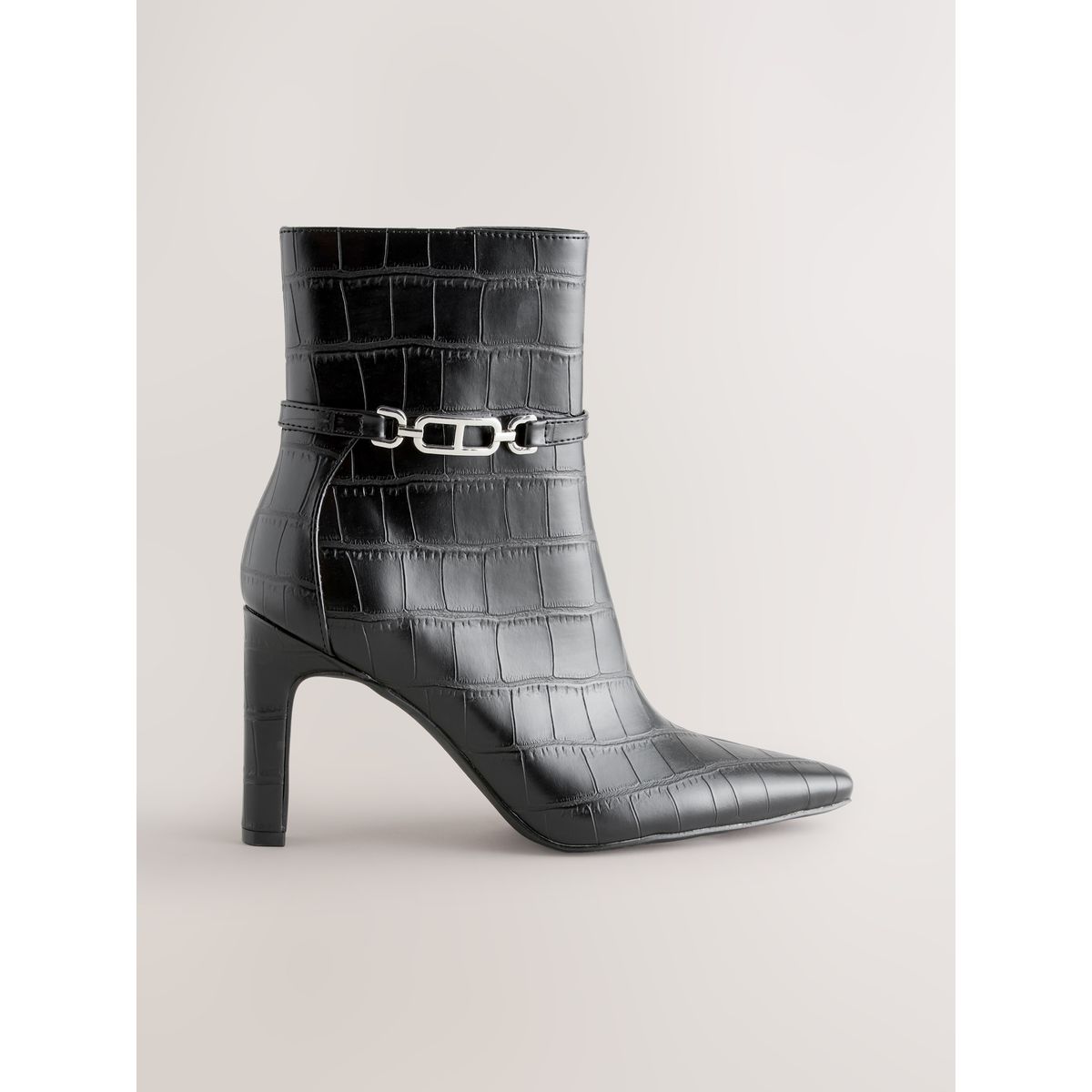 Bottines à talons avec métal forever comfort® crocodile noir en relief, NEXT