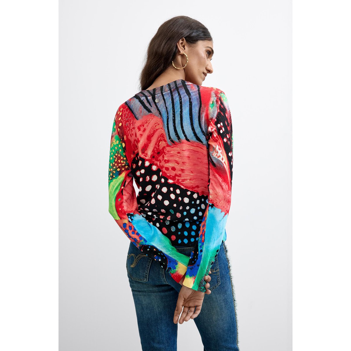 Pull imprimé multicolore noir, DESIGUAL