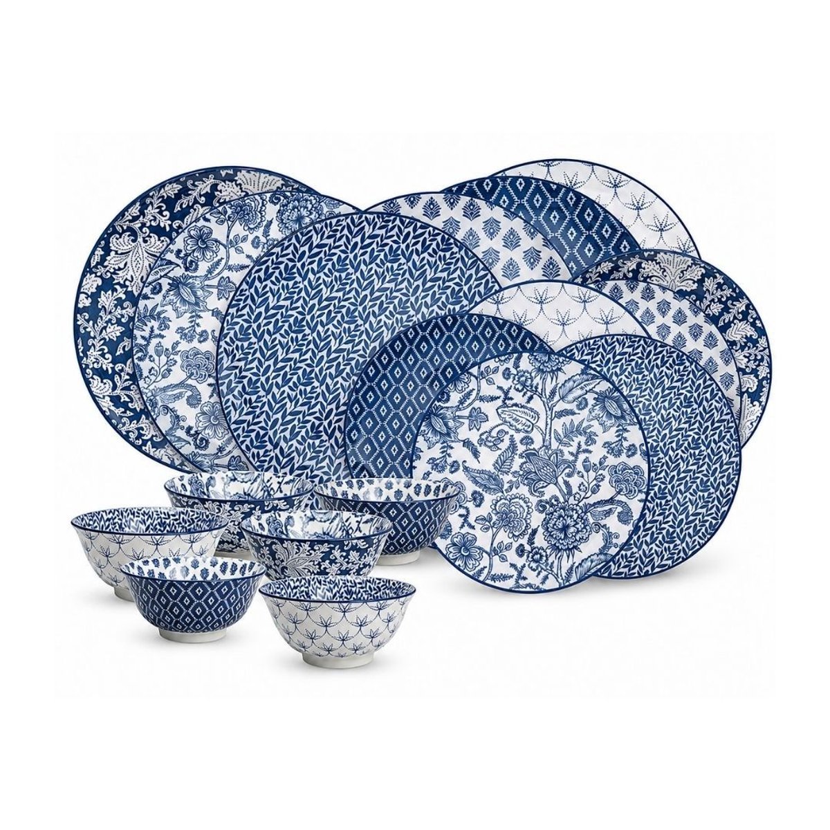 Service d'assiettes et bols 18 pièces, MAJORELLE bleu, ARTIME