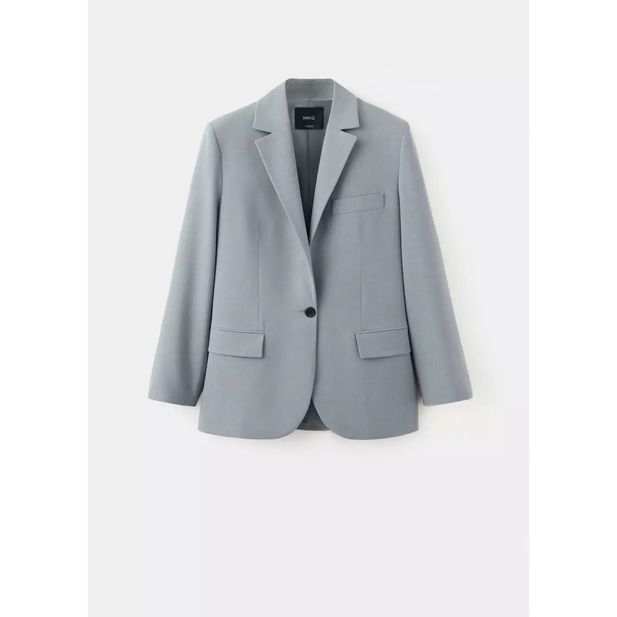 Blazer de costume droit avec poches à rabat bleu, MANGO