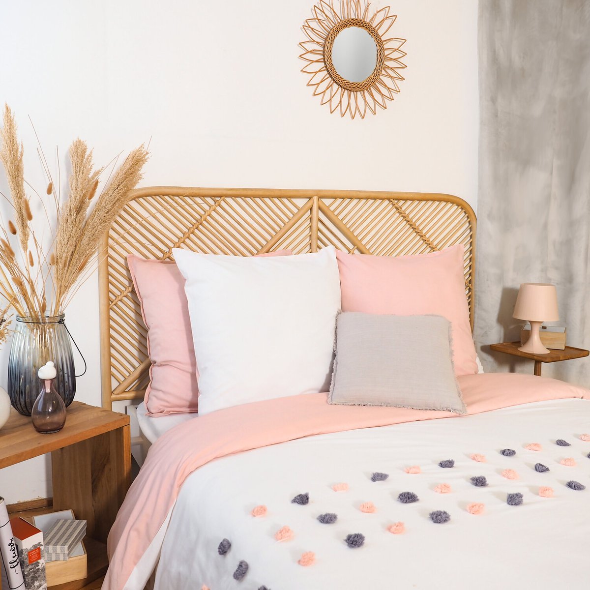 Parure housse de couette en coton imprimée, Poupie blanc, C DESIGN HOME TEXTILE