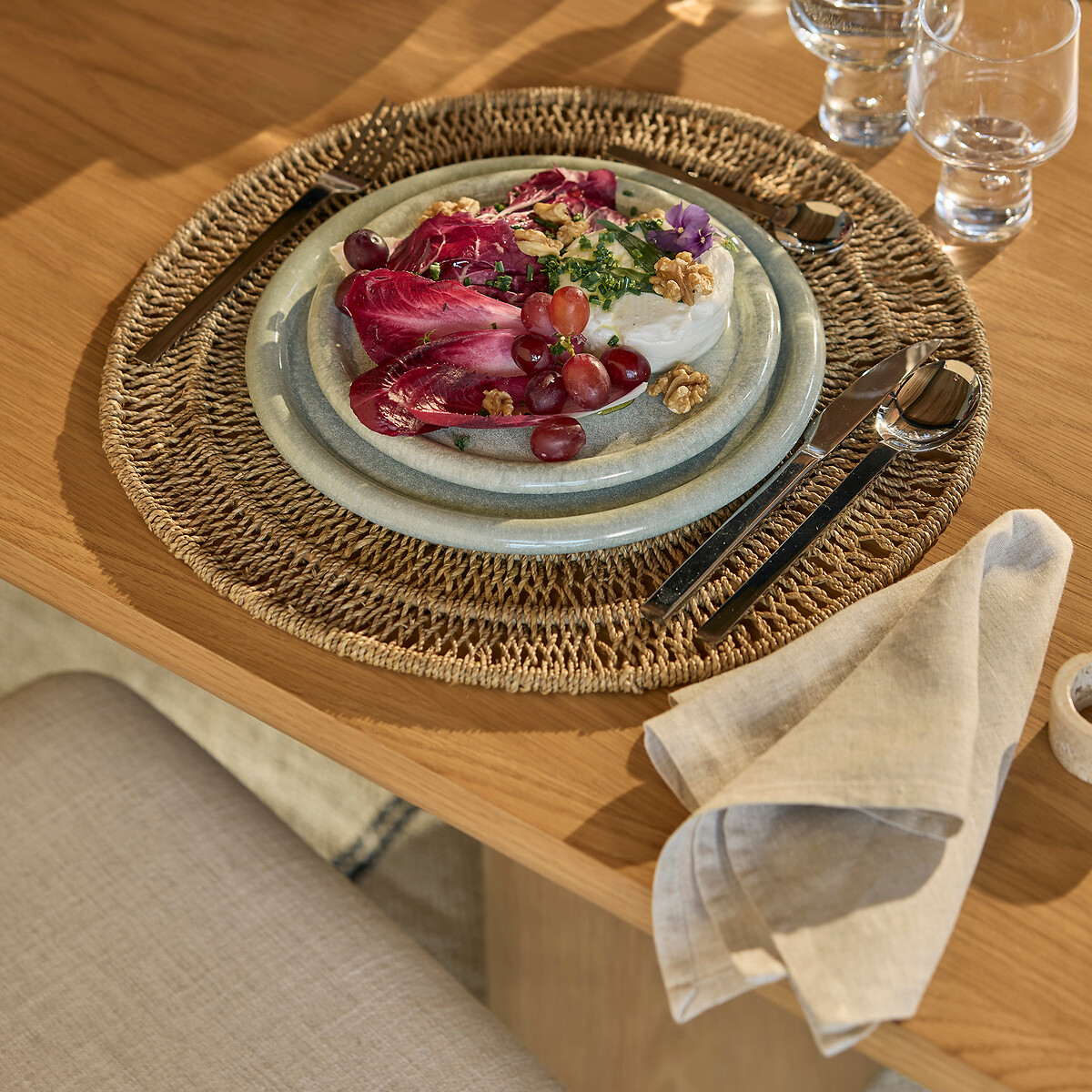 Set van 4 servetten in linnen, Linette naturel, AM.PM