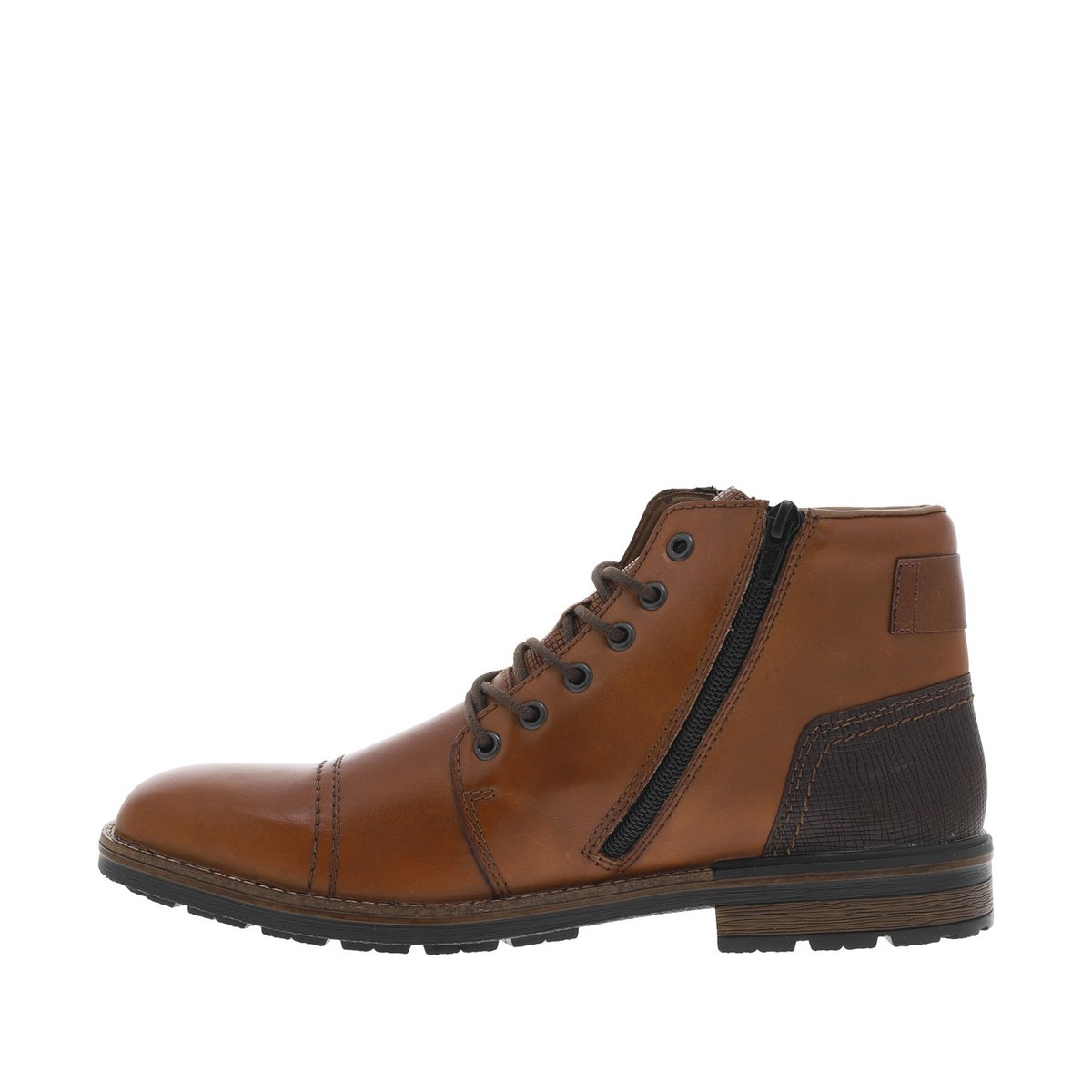 Bottines en cuir marron avec doublure en laine et fermeture zippée marron, RIEKER