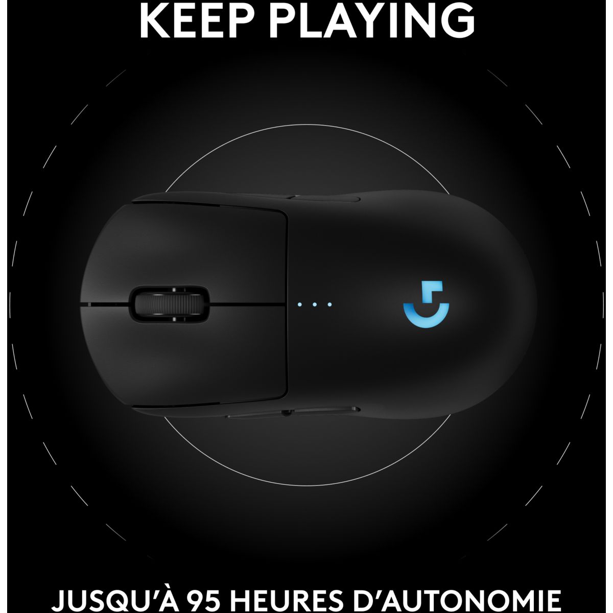 Souris Gamer Sans Fil Pro 2 Lightspeed noir + Pochette + Dongle 8K Hz couleur unique, LOGITECH