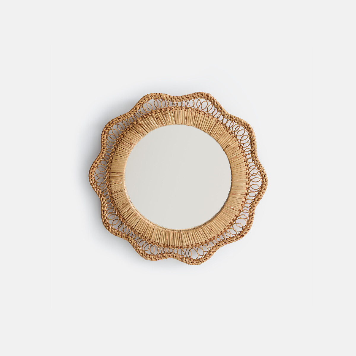Miroir rond en rotin naturel, forme fleur, diamètre 32,5 cm, ROZA naturel, LA REDOUTE INTERIEURS