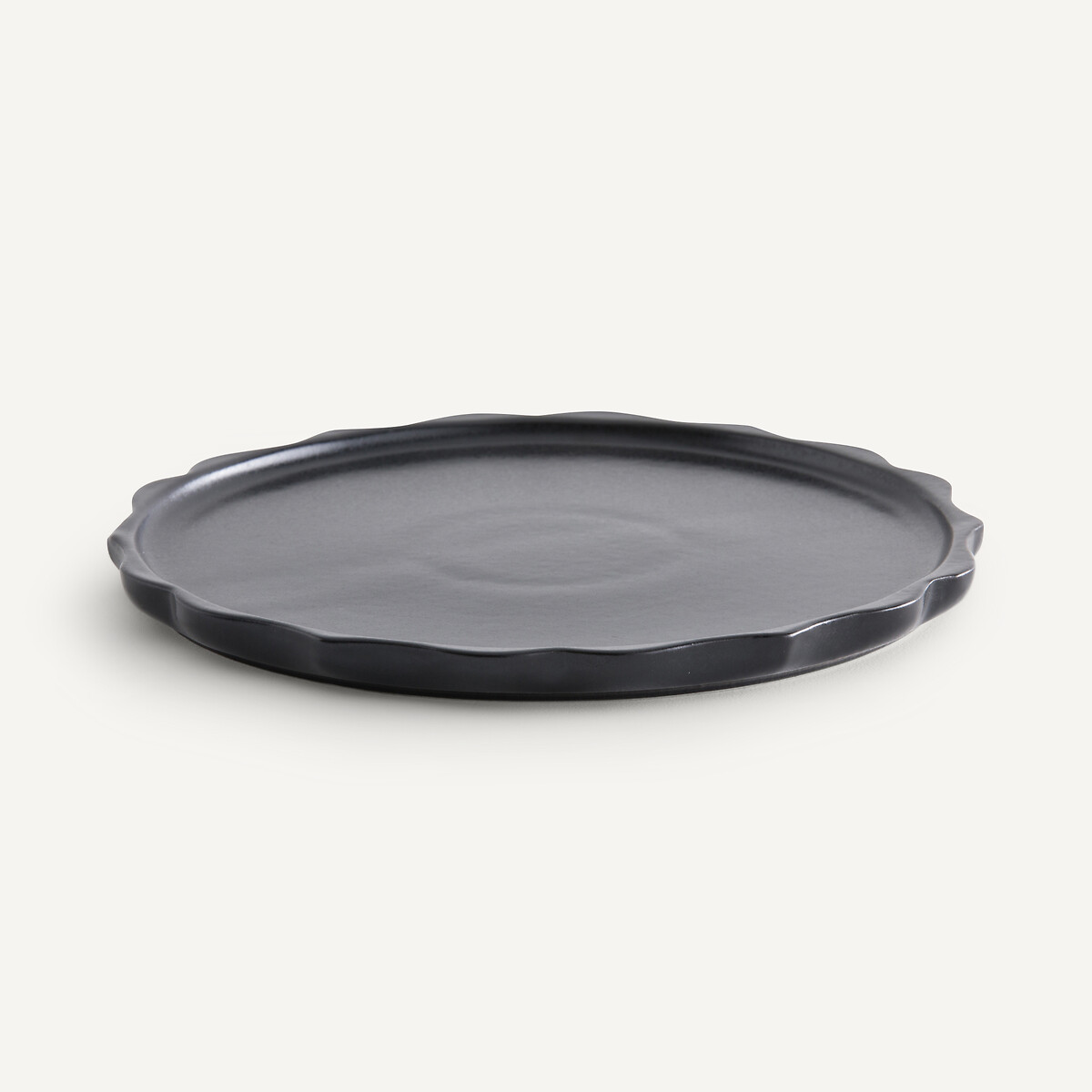 Lot de 4 assiettes plates en grès émaillé, Arigato noir, AM.PM