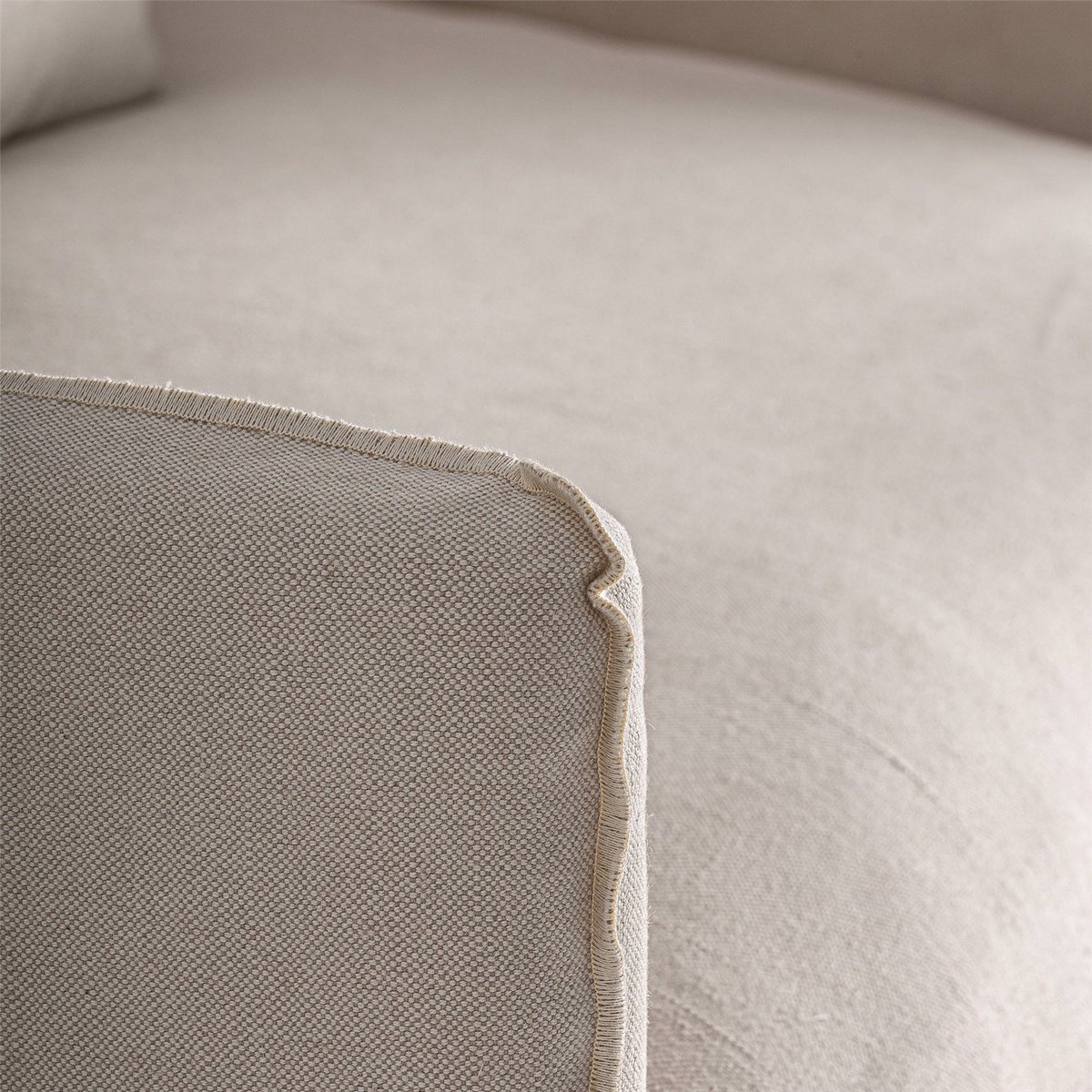 Fauteuil contemporain en lin style épuré beige lin naturel, RECOLLECTION