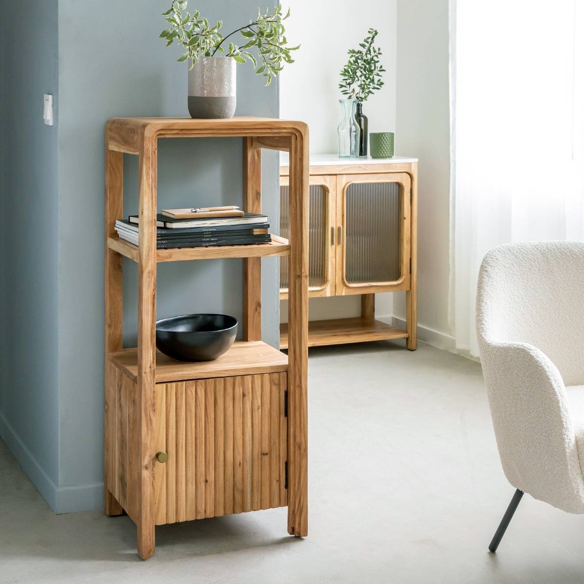 Colonne en bois d'acacia EMYR bois clair, MADE IN MEUBLES