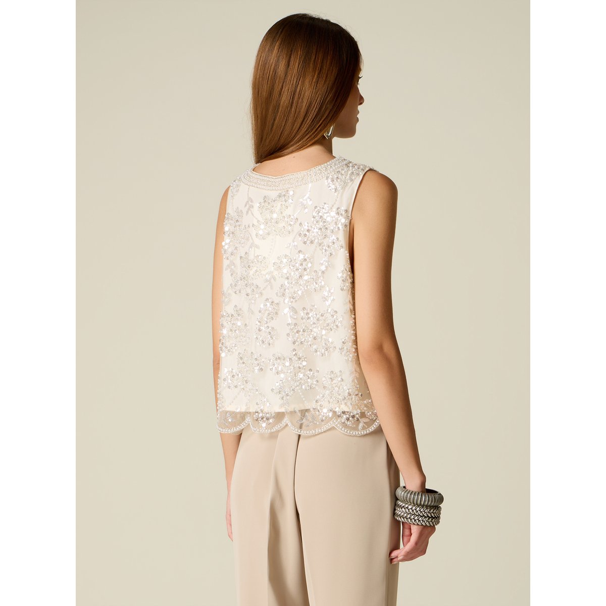 Top avec broderie bijou blanc, OLTRE