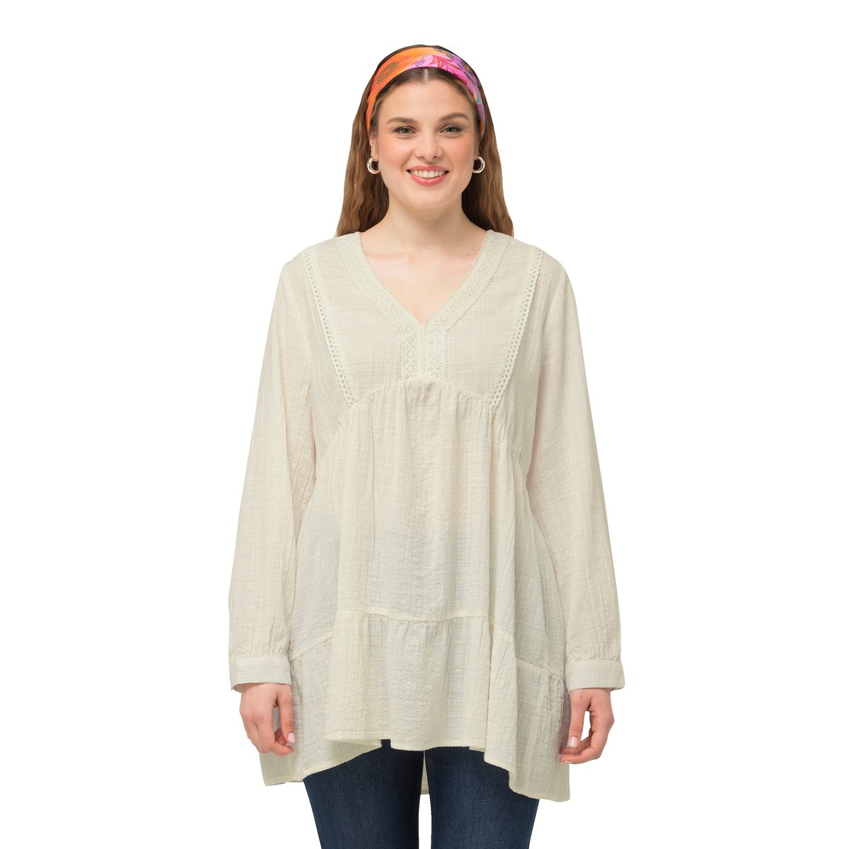 Tunique avec dentelle blanc neige, ULLA POPKEN