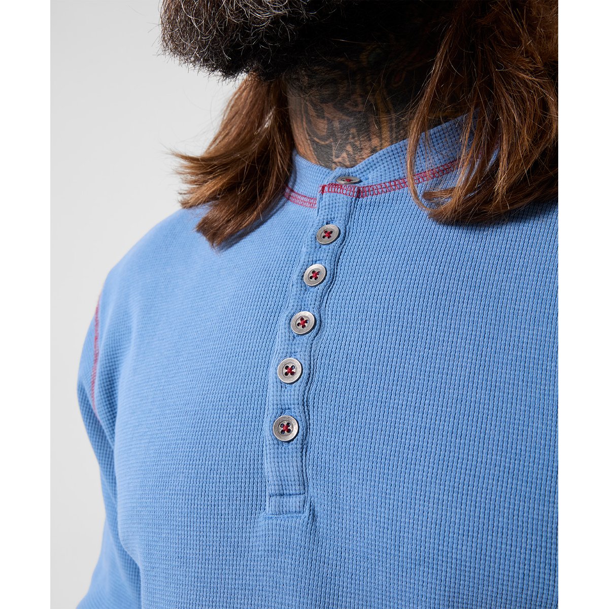Superbe Henley en Maille Gaufrée bleu, JOE BROWNS