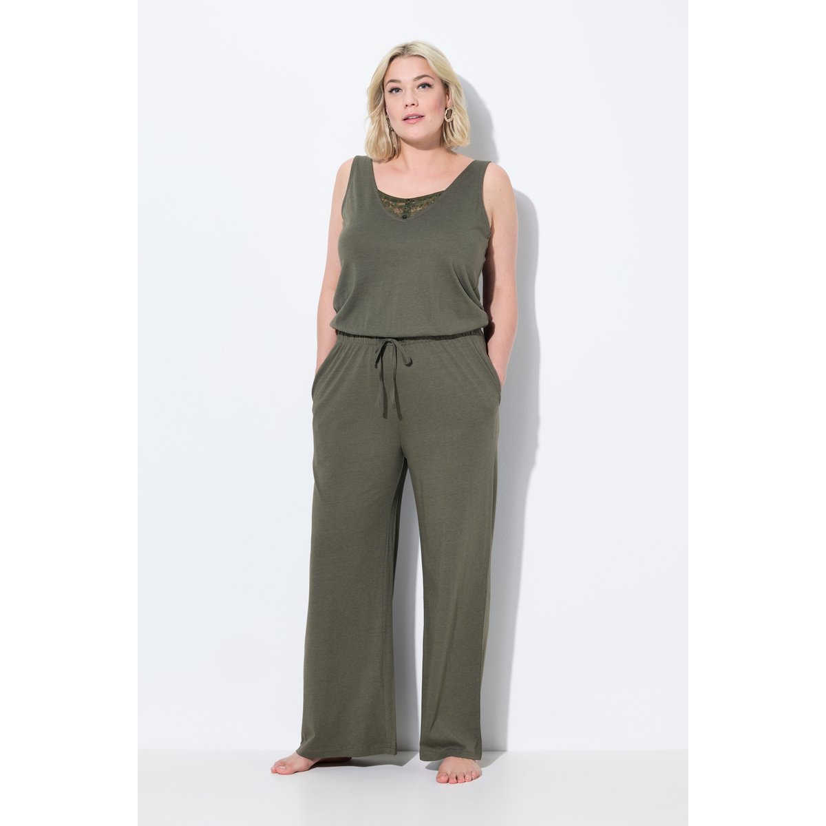 Combinaison sans manches. Décolleté gris olive, ULLA POPKEN
