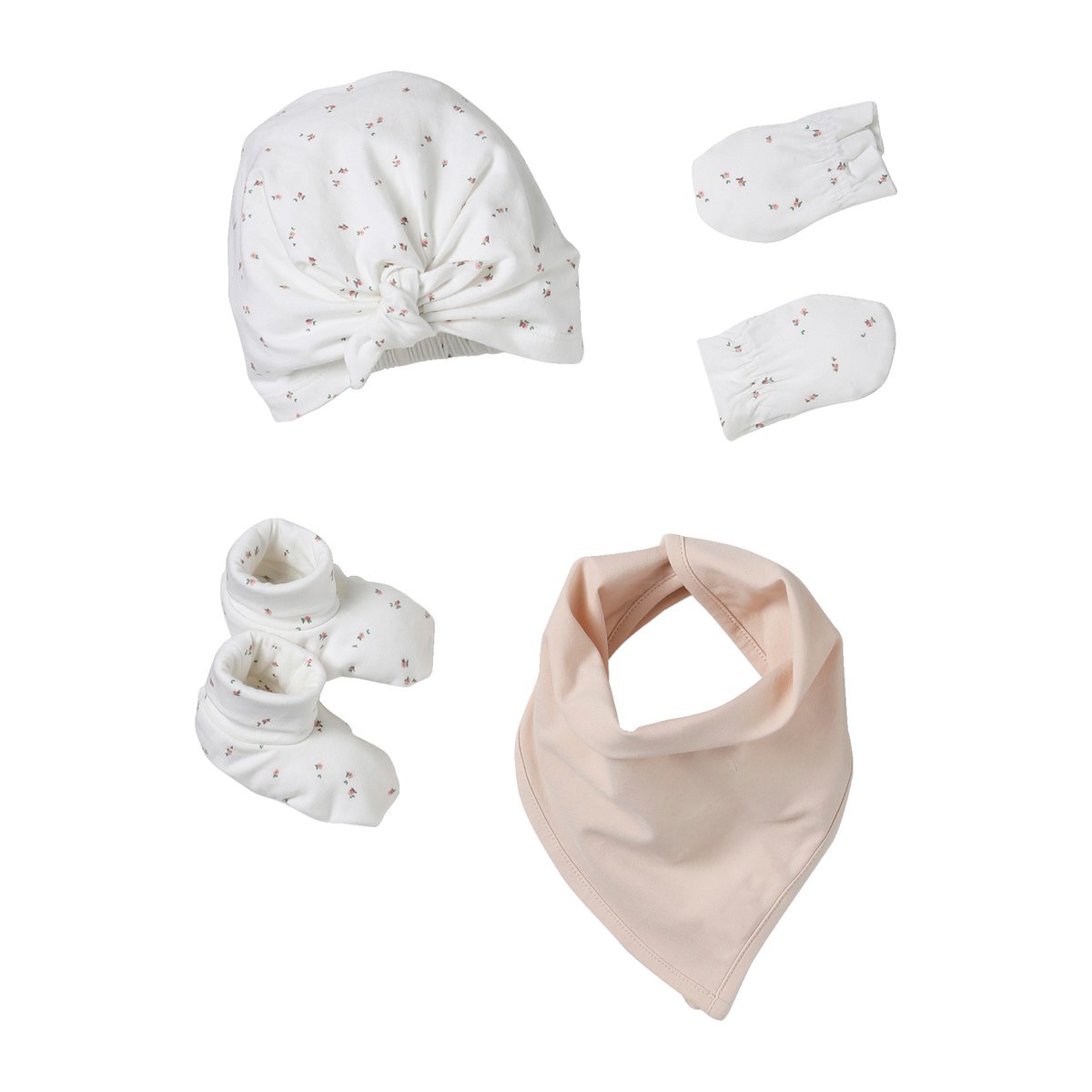 Ensemble bonnet, moufles, foulard et chaussons bébé rose, VERTBAUDET