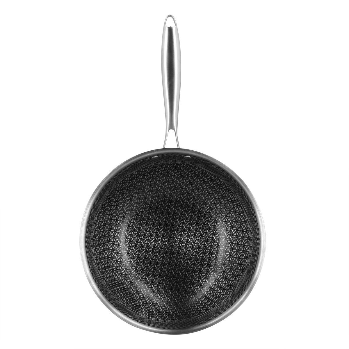 Wok revêtu 28cm en acier inoxydable, TRINOX inox, MENASTYL