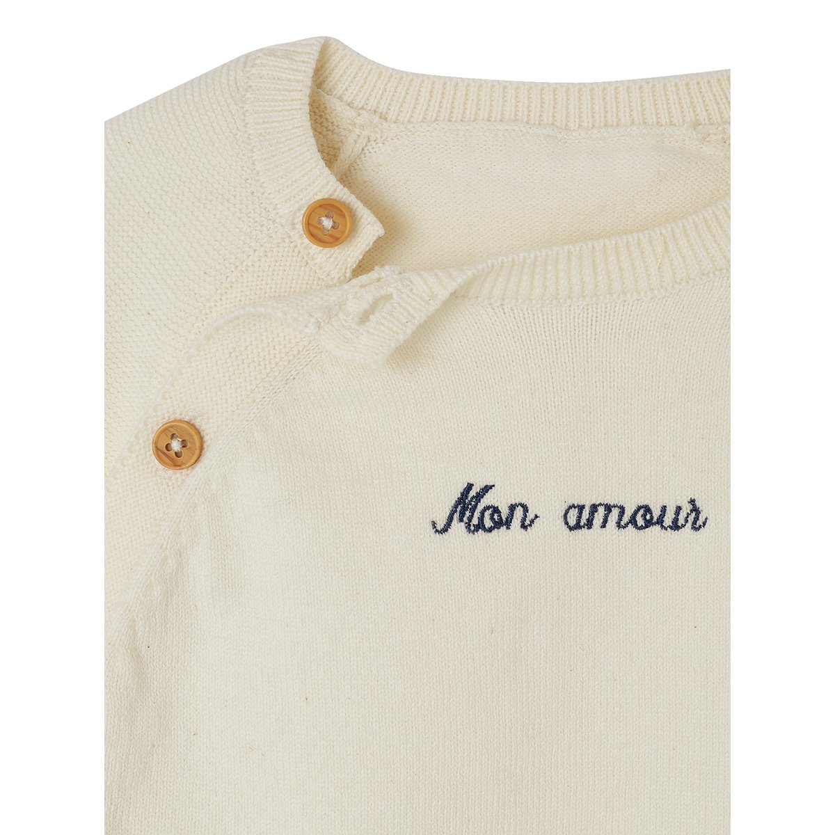 Pull bébé en tricot ouverture devant écru, VERTBAUDET