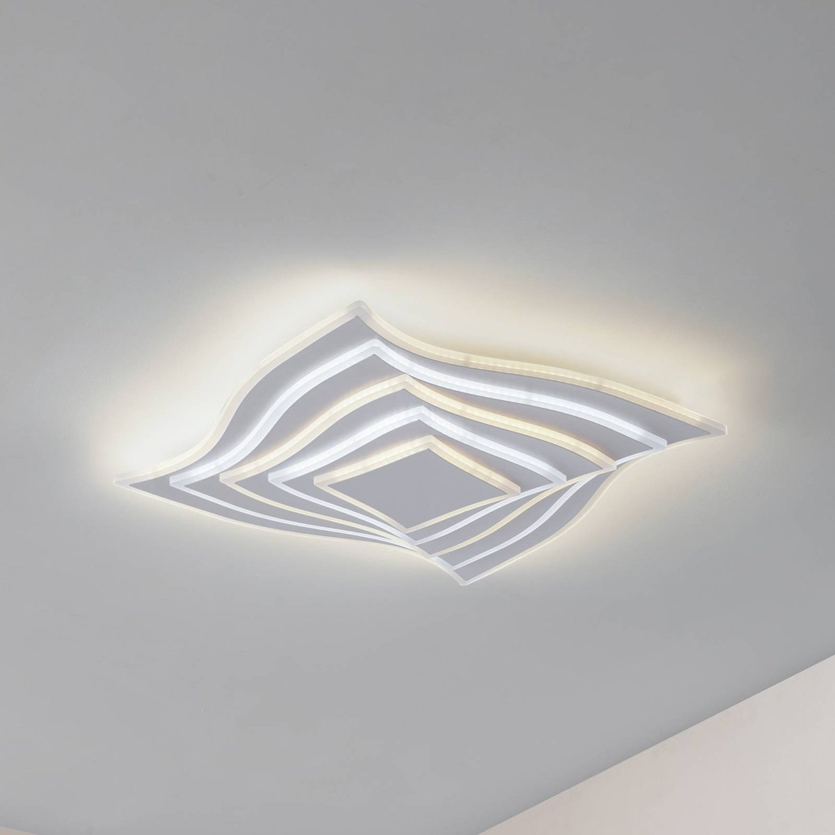 Plafonnier en métal moderneLED, Rebeka blanc, LINDBY