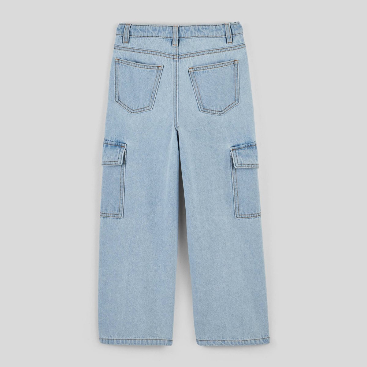 Jean cargo en coton BIO bleach denim, MONOPRIX