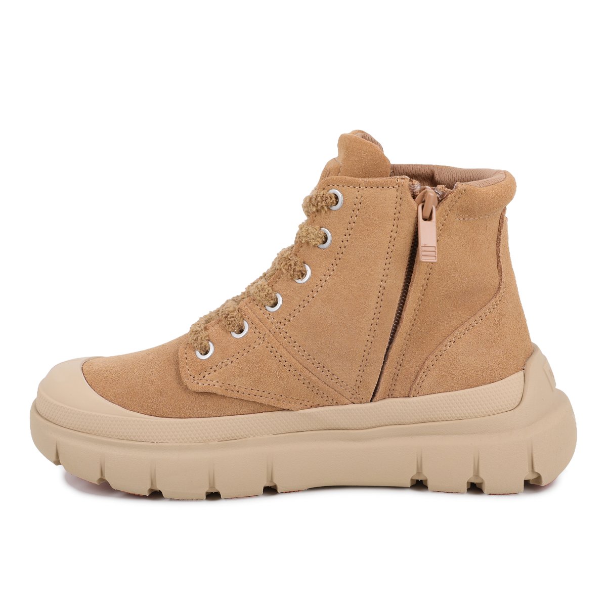 Baskets montantes en coton PALLAPOP HI ZIP SDE marron-dear brown, PALLADIUM