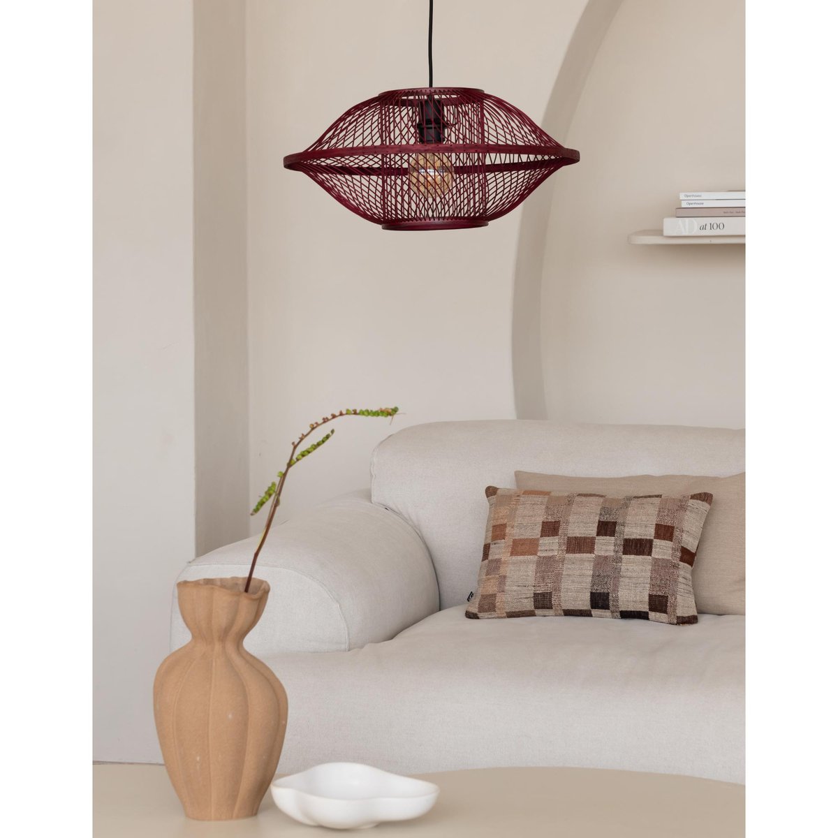 Lampe Suspendue Bambou MAUI bordeaux, GOOD & MOJO