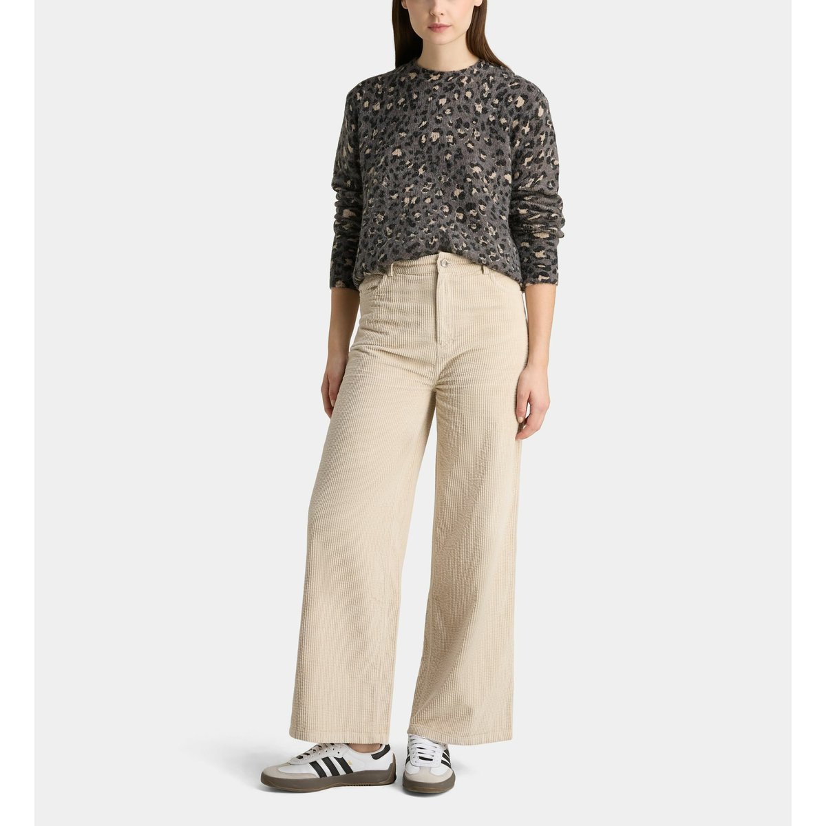 Pull droit rivage léopard noir, GALERIES LAFAYETTE