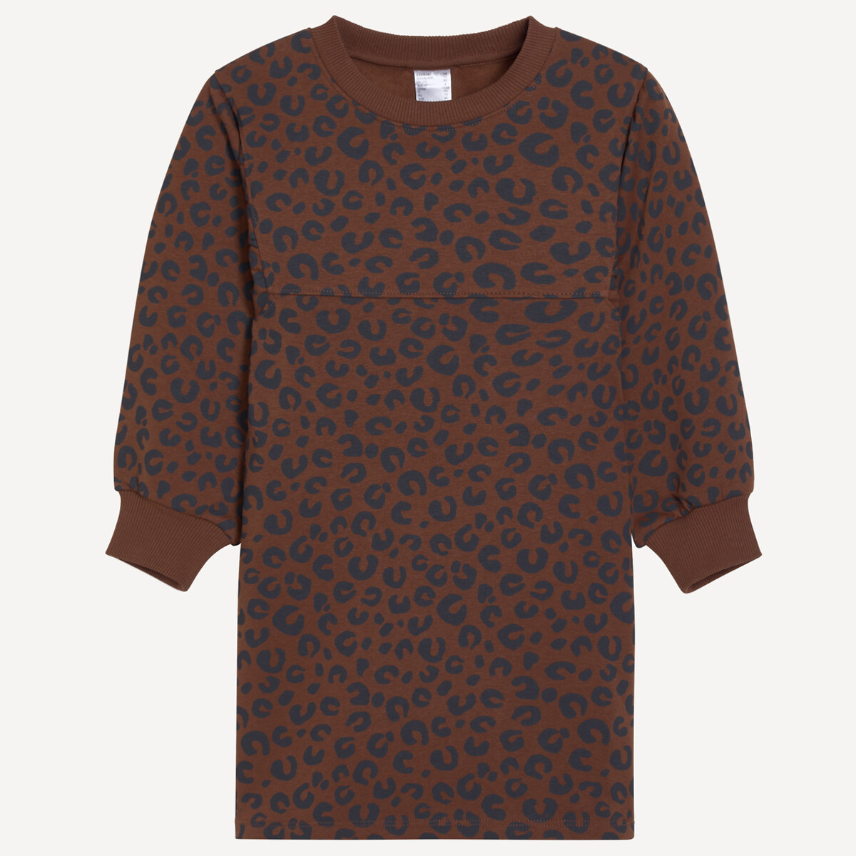 Leopard Print Jumper Dress in Fleece with Long Sleeves leopard print/brown, LA REDOUTE COLLECTIONS