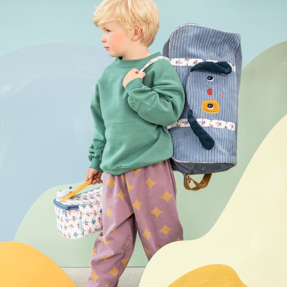 Trousse de toilette bleu, jaune, rouge, LILLIPUTIENS