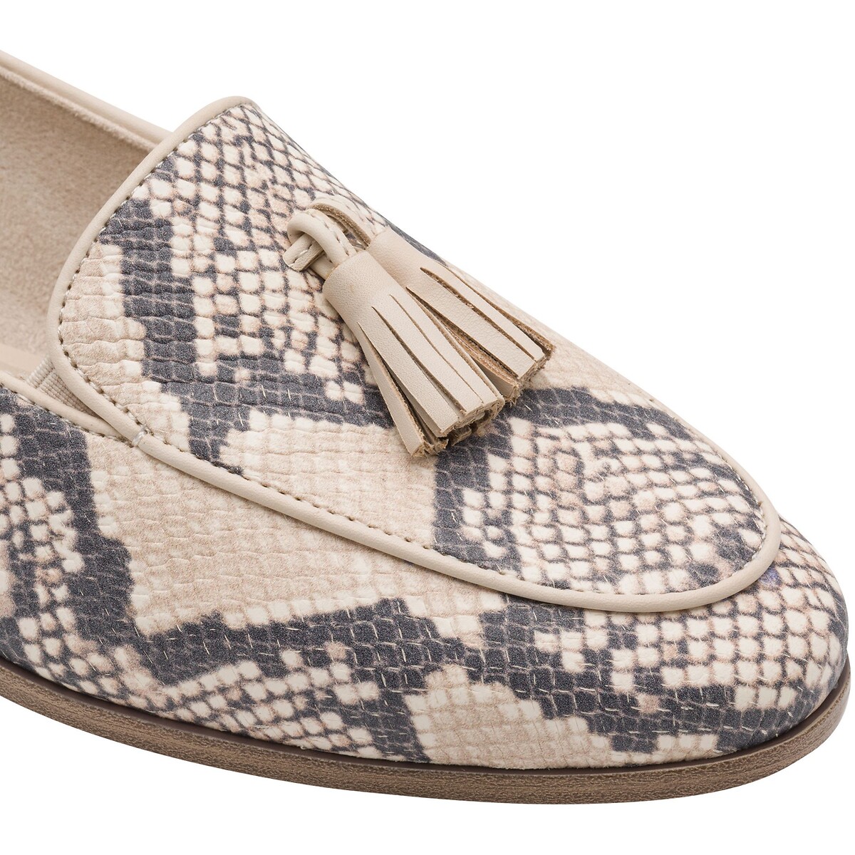 Mocassins en cuir beige serpent, TAMARIS